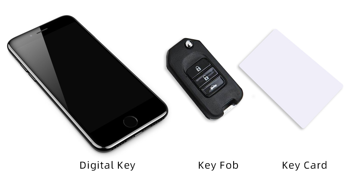 chave digital, chaveiro e cartão-chave