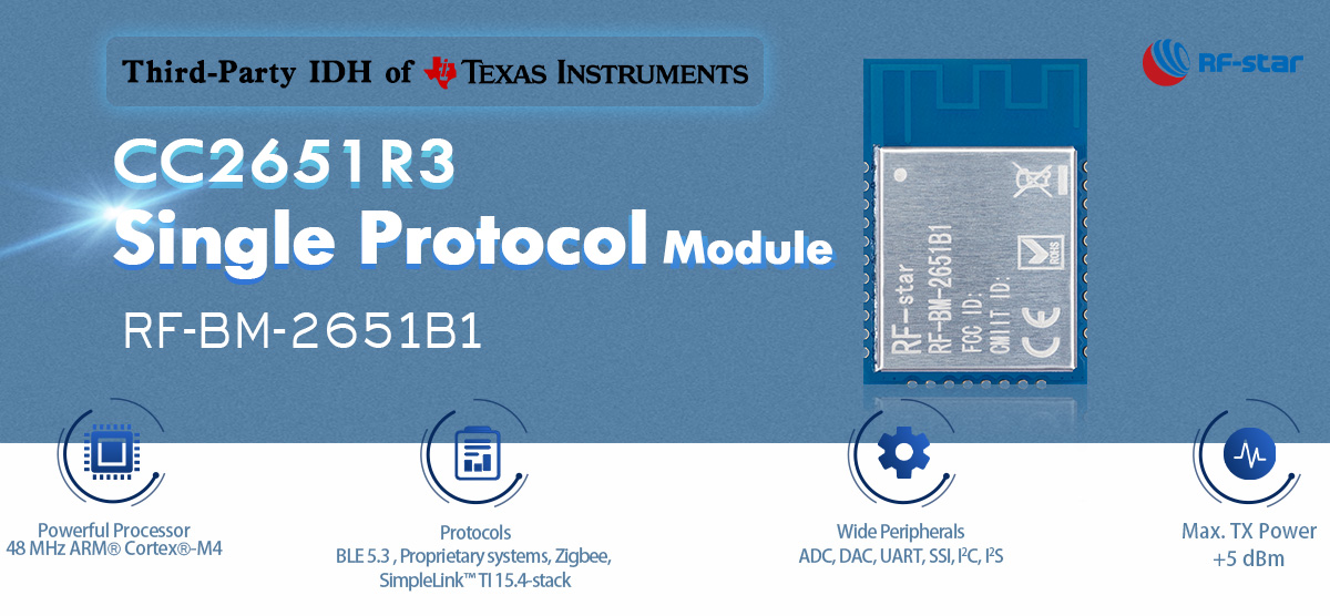 Módulo de protocolo único CC2651R3 RF-BM-2651B1