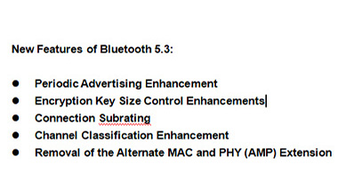 Quais funções a especificação Bluetooth 5.3 adiciona?